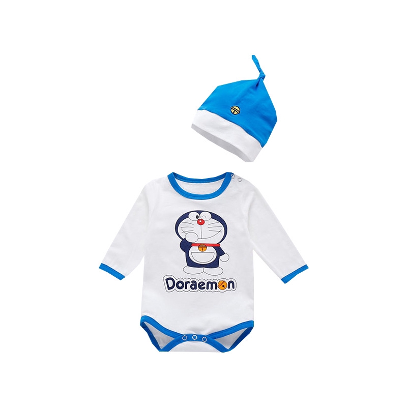 DORAEMON Jumpsuit Tay Dài Hoạ Tiết Hoạt Hình Đáng Yêu Cho Bé