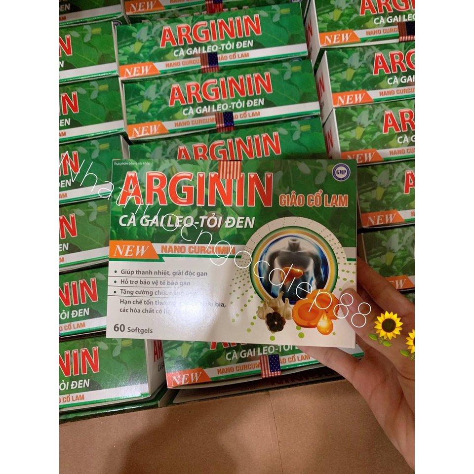 Viên uống Giải độc gan ARGININ CÀ GAI LEO TỎI ĐEN - Hỗ trợ mát gan ,hạ men gan