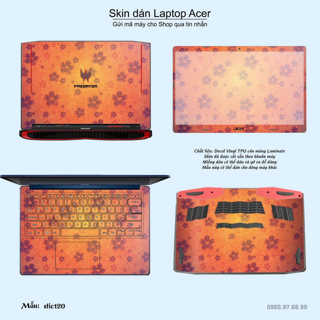 Skin dán Laptop Acer in hình Hoa văn sticker nhiều mẫu 20 (inbox mã máy cho Shop)