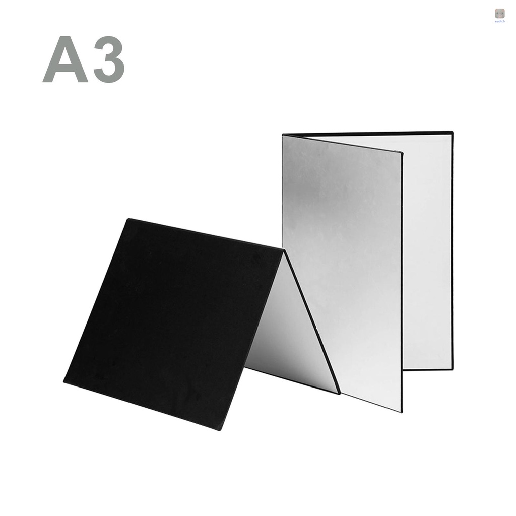 Tấm bìa cứng gấp chụp ảnh 3 trong 1 khuếch tán phản xạ cỡ A3/ đen/ trắng/ bạc
