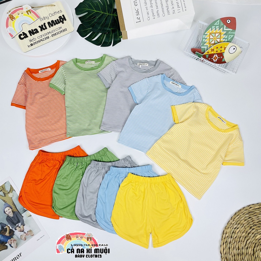 Bộ Minky Mom DỆT SỌC FullSize(7-32Kg)FREE SHIPCotton Lạnh Dể Thương Cho Bé Gái Bé Trai, Đủ Màu