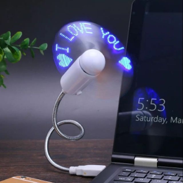 Quạt Đèn Led USB Tự Chạy Chữ, Thông Điệp Yêu Thương