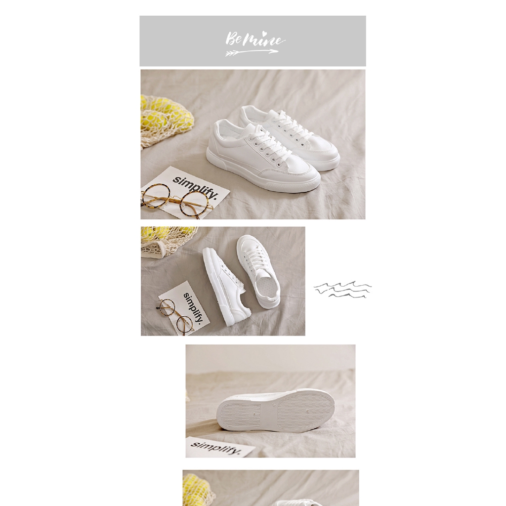 Giày thể thao IELGY màu trắng dễ phối đồ thời trang Hàn Quốc đơn giản dành cho nữ