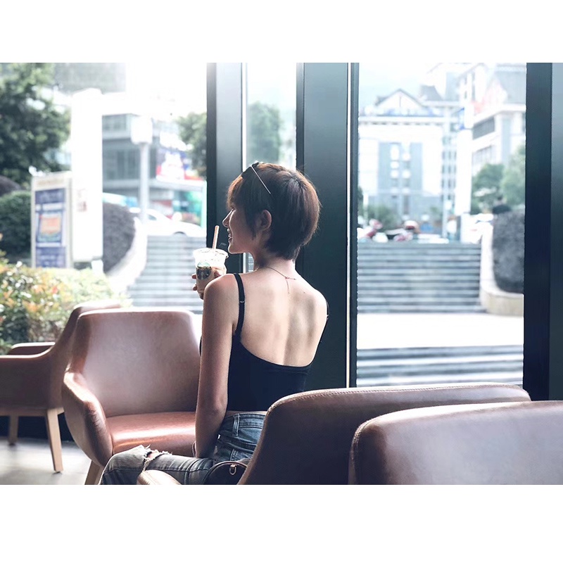 Áo Ngực Thể Thao Hai Dây Cổ Chữ U Có Mút Đệm Không Đường May Lưng Quyến Rũ Dành Cho Nữ