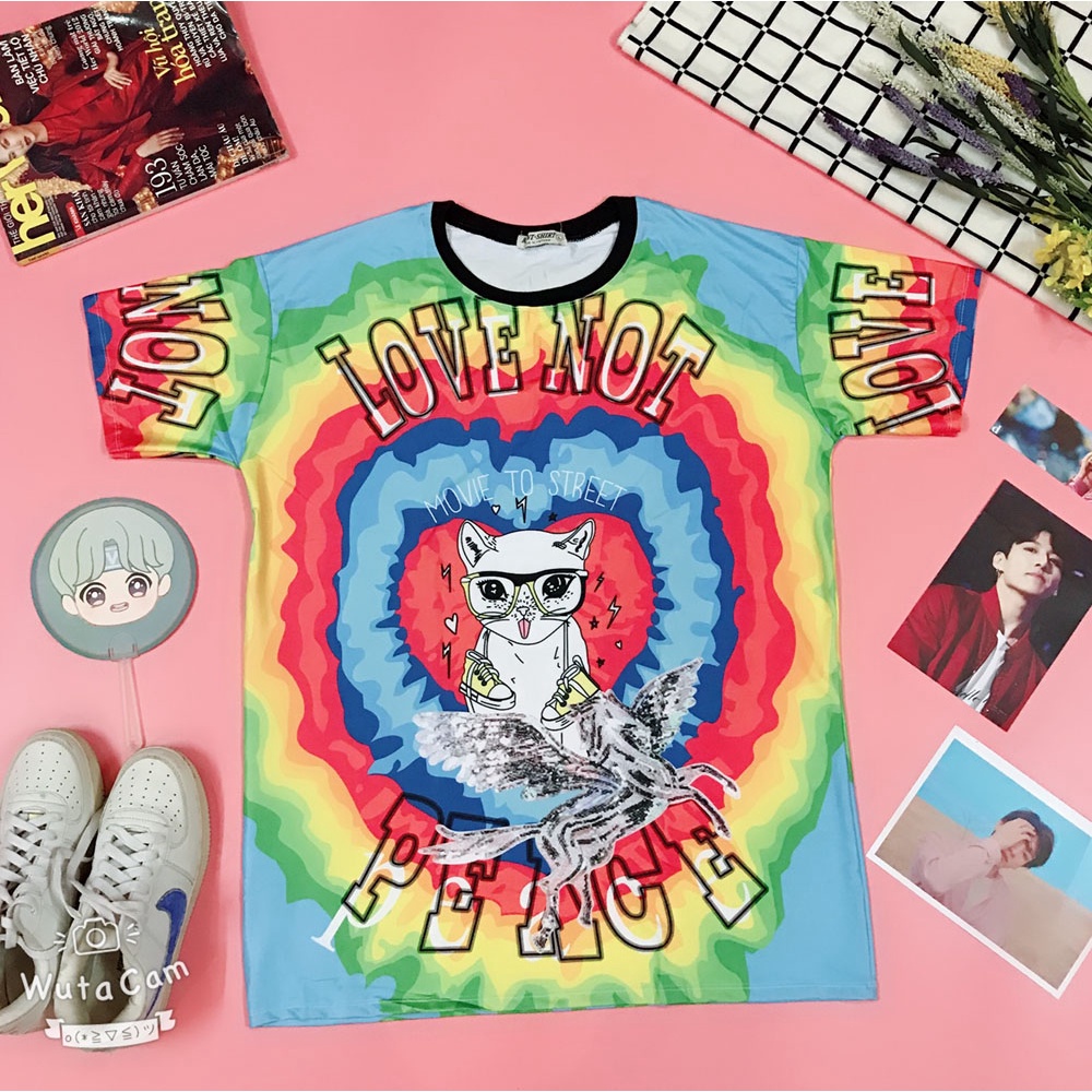 Áo Thun HY KOREA Phom Dài Đầm In 3D Kute