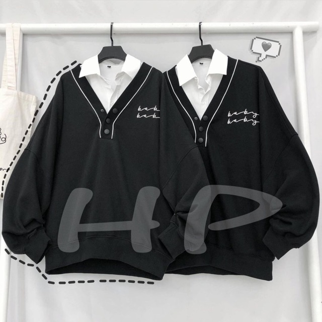 Áo nỉ cúc cổ V thêu logo | BigBuy360 - bigbuy360.vn