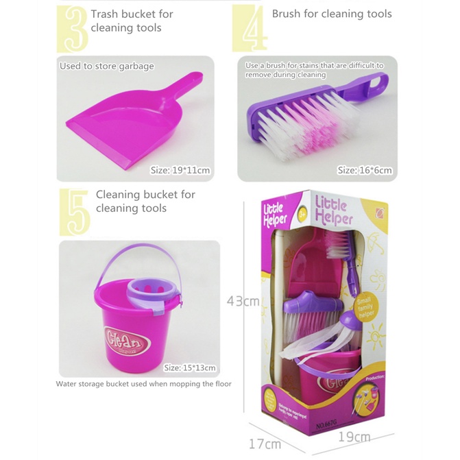 Bộ Đồ Chơi Mô Phỏng Dụng Cụ Dọn Dẹp + Xô Và Cây Lau Nhà mini Cho Bé