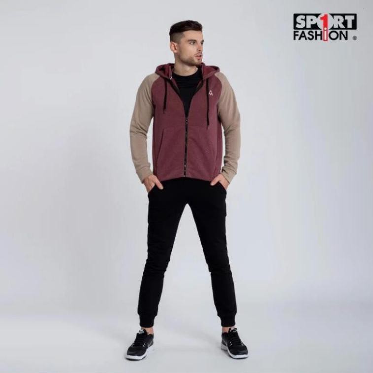 Hot (Bil fom) Áo khoác nỉ có mũ nam tay raclang đỏ pha vàng - SPORT1 [ HÀNG CHÍNH HÃNG ] ak34