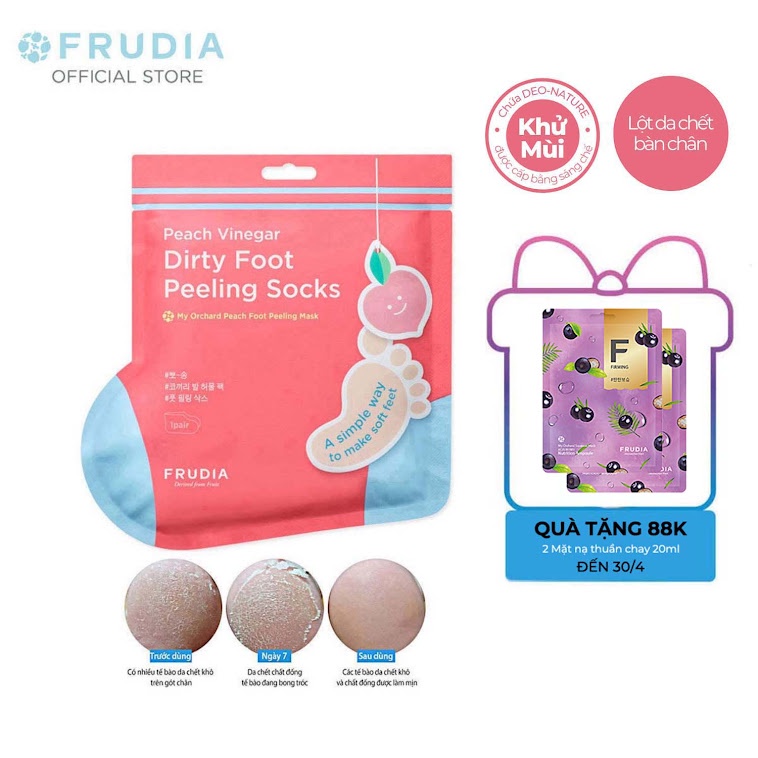 [Tặng 88k]Mặt Nạ Chân Tẩy Tế Bào Chết Hương Đào Frudia My Orchard Peach Foot Peeling Mask 40g x 1pcs