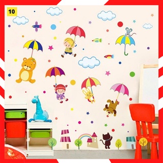 Decal dán tường cho bé động vật che ô te10