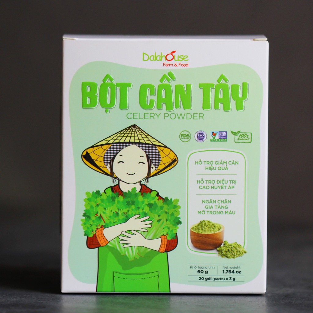 Bột cần tây nguyên chất Dalahouse 60g bột nghiền mịn từ cần tây hữu cơ sấy lạnh