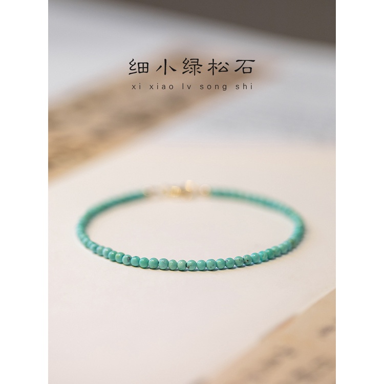 [Hàng Mới Về] Vòng Đeo Tay Chuỗi Hạt Ngọc Lam Tròn Nhỏ Tươi Mới Thời Trang Xuân Hè Cho Nữ