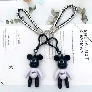 Crazy Bag Cartoon bear keychain black and white rope pendant auto parts bag bag ornaments fashion small gift wholesale