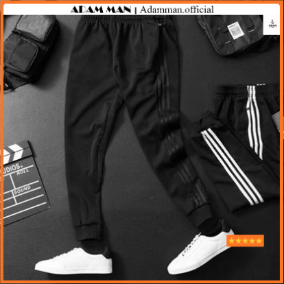 Quần thể thao nam nữ 3 sọc ống bo chun, chất liệu poly cao cấp, dày dặn, form dáng trẻ trung, năng động - Adam Man