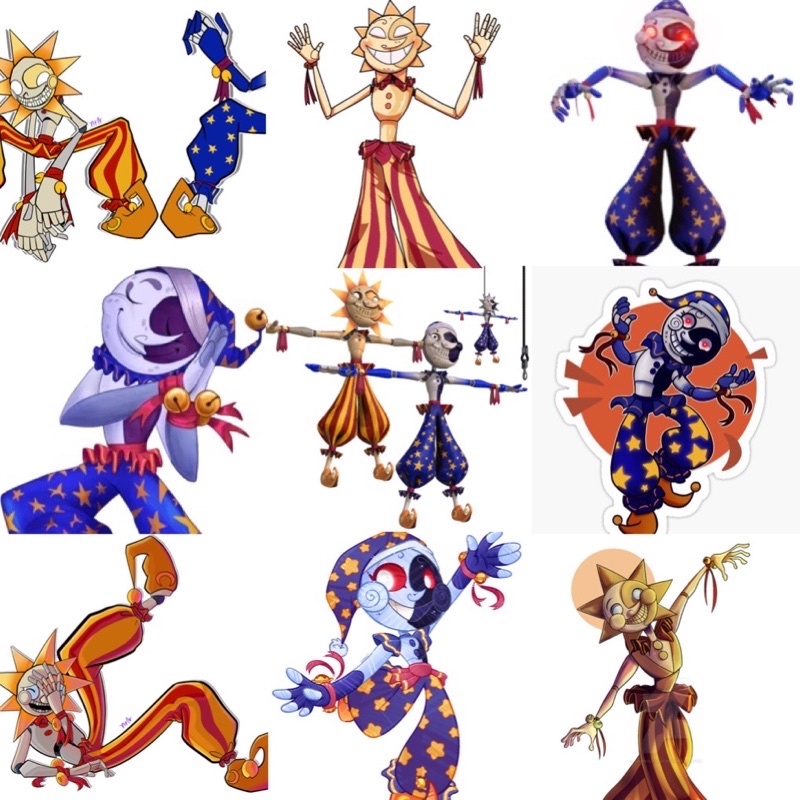 Sticker sun and moon 30-60 ảnh khác nhau /sticker game five nights