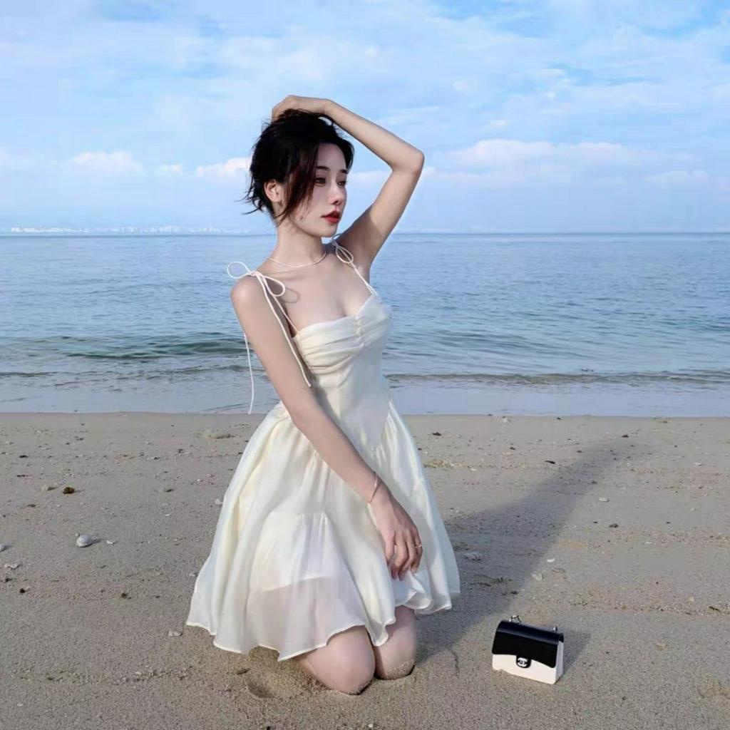 Váy 2 dây - Váy đi biển xếp ly ngực có mút ôm body cực xinh cho các nàng trong hè này HK Shop9720