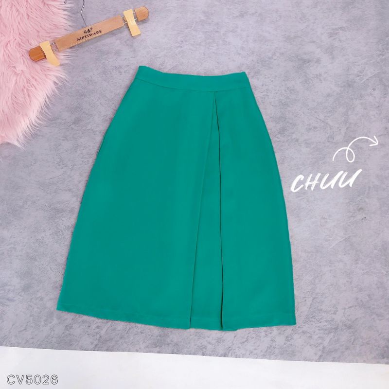 Chân Váy A  dáng dài công sở ly bung phía trước 60cm