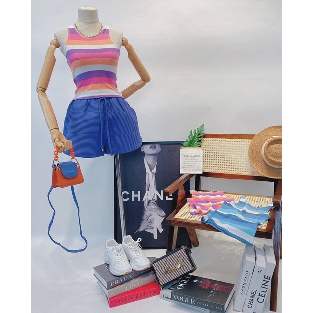 Áo sọc ngang ba lỗ sát nách iCLASSIC xuất xịn thun co giãn mặc mát