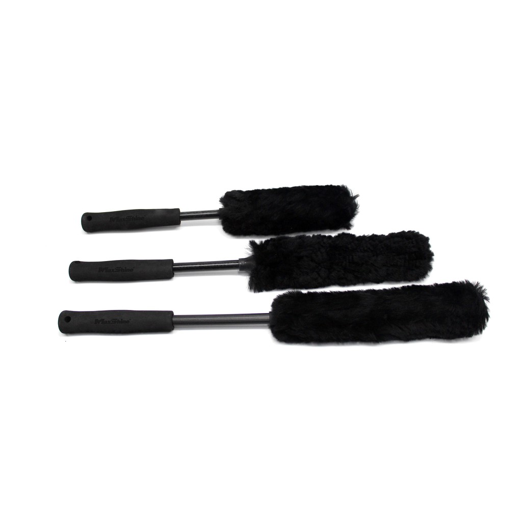 BỘ 3 CÂY CỌ VỆ SINH LAZANG - MÂM BÁNH XE MAXSHINE HANDLE WHEEL WOOL BRUSH KIT 704601