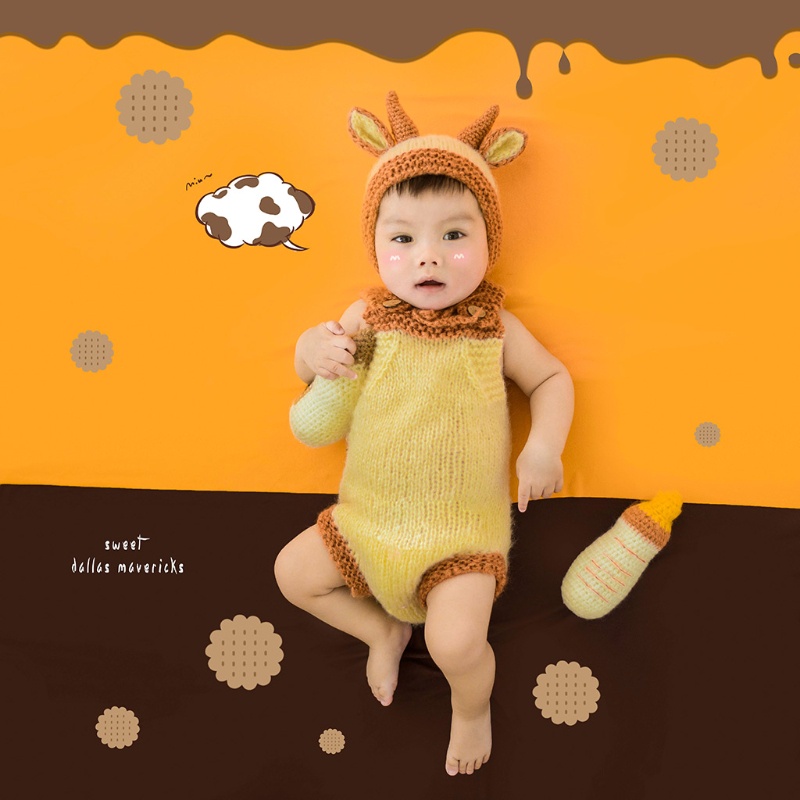 Some Bộ Áo Liền Quần Đan Len Hình Bình Sữa Động Vật Dễ Thương Có Mũ Trùm Đầu Đồ Chơi Nhồi Bông Cho Trẻ Sơ Sinh Ph