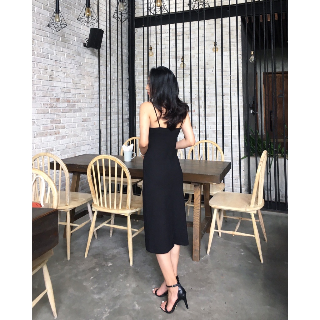 Váy liền dáng ôm cổ ngang chất len tăm Nora Harriet