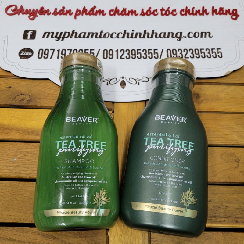 DẦU GỘI XẢ BEAVER TRÀ XANH TEA TREE CHỐNG RỤNG, GIẢM GẦU 350ML - 730ML