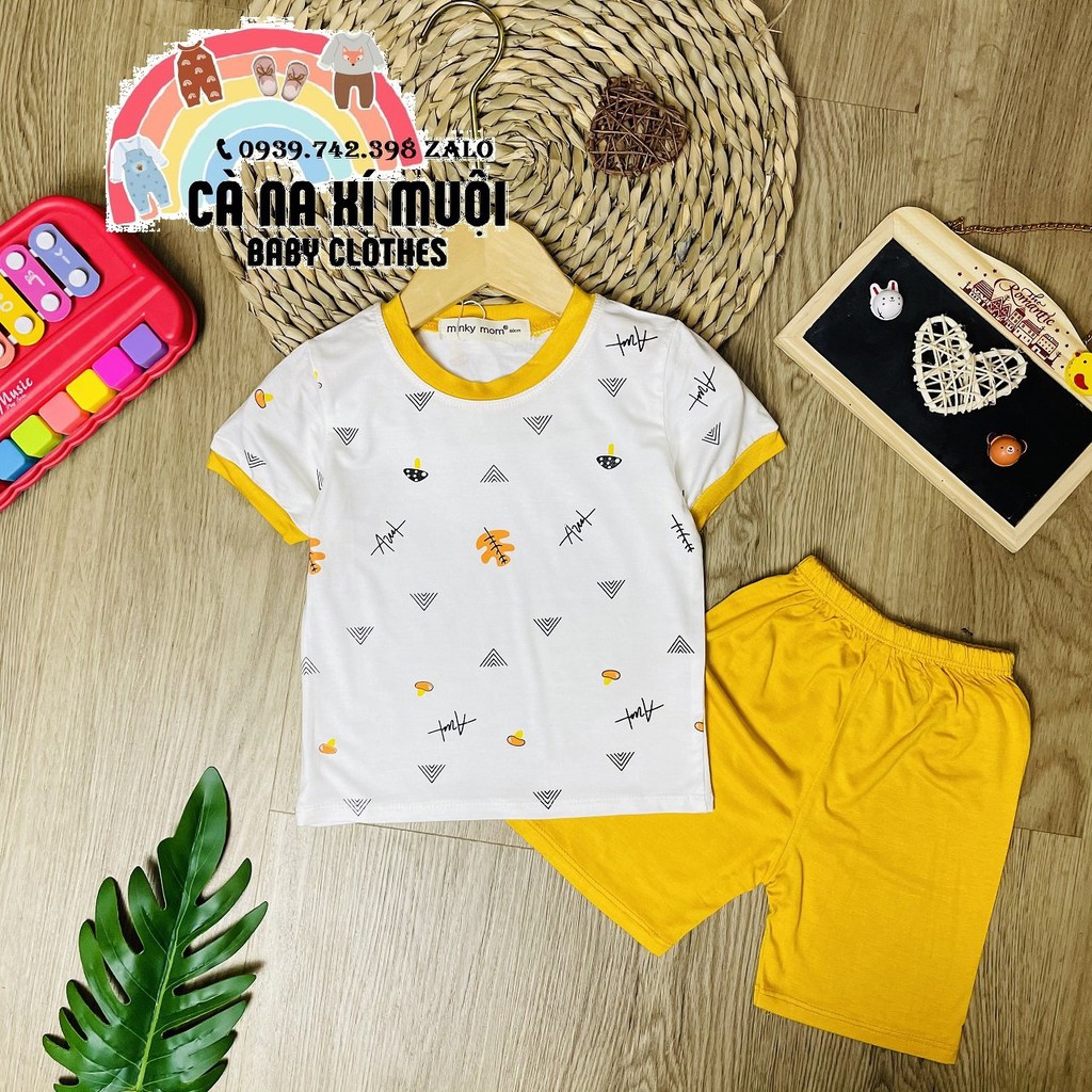 Bộ Minky Mom Thun LạnhFREE SHIPNgắn Tay Hàng Chuẩn Hoạ Tiết Dể Thương Cho Bé Gái Bé Trai, Đủ Màu