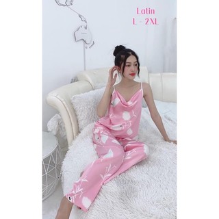 Bộ Ngủ Lụa Satin Áo dây quần dài bigsize