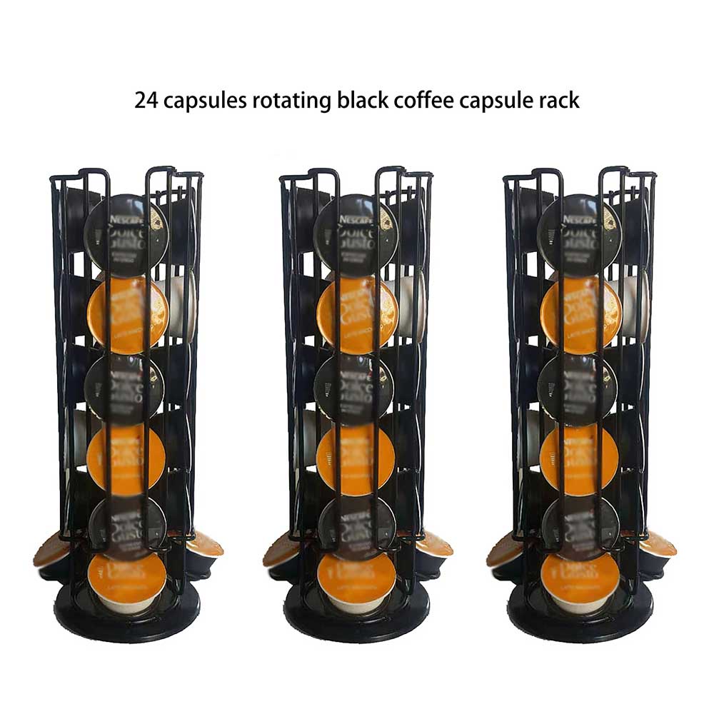[huite]Metal Black Coffee Capsule Storage Rack Coffee Pods Holder Iron Chrome Plating Stand