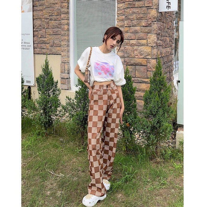 Quần jeans Nữ Dài Lưng Cao Ống Rộng Thời Trang