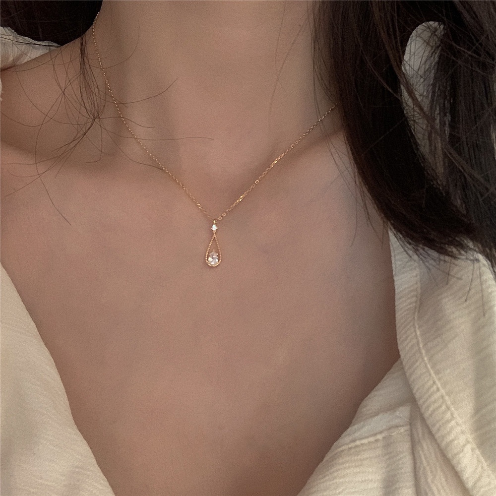Vòng cổ Hình Giọt Nước Đính Đá Zircon Thời Trang Cho NữYanqueens Quà tặng trang sức