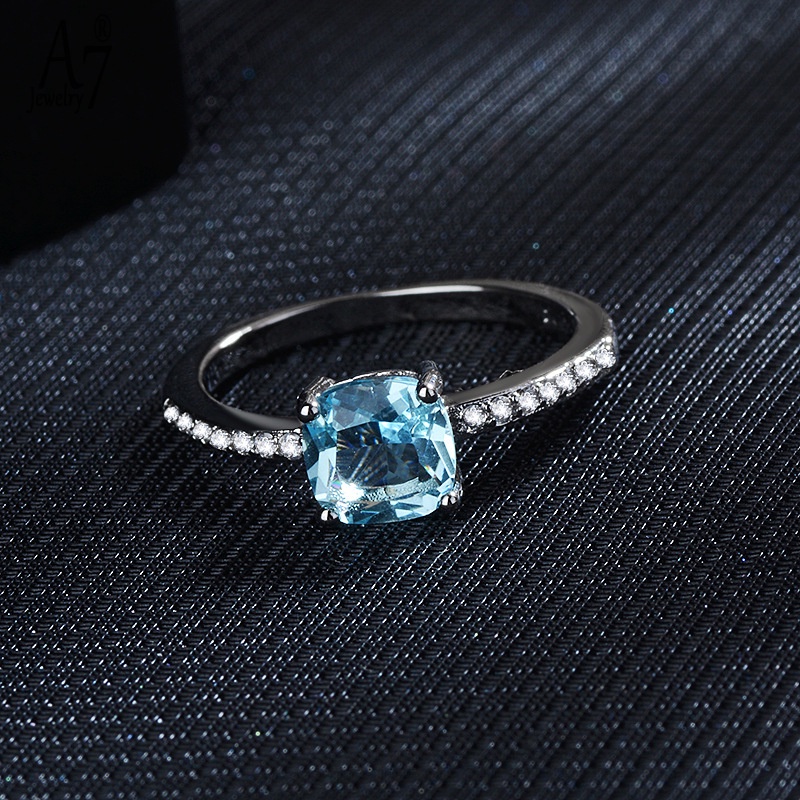 Nhẫn mạ bạc 925 đính đá Topaz sang trọng
