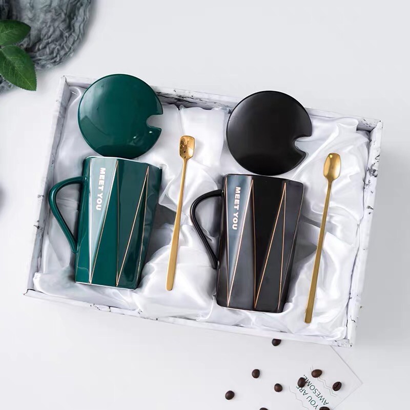 8/3GIFT- Set cốc đôi quà tặng gốm sứ cao cấp Meet you