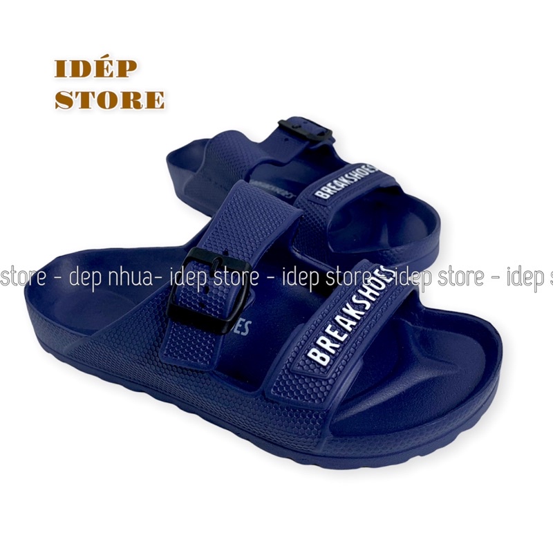 Dép siêu nhẹ 2 quai ngang khuy BREAKSHOES Unisex nam nữ cao cấp iDÉP- DL160