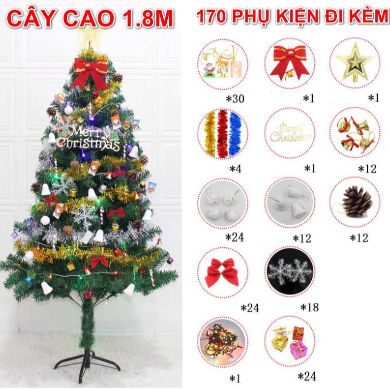Cây thông Noel SET06 1.8m đầy đủ 170 món phụ kiện đi kèm