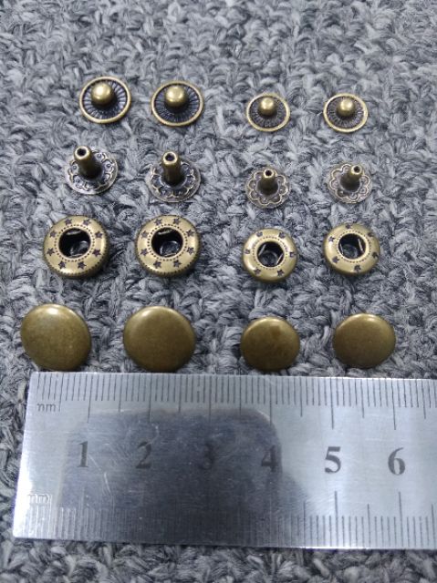 10 bộ Nút bóp đồng thao, Trơn  phụ liệu làm da handmade