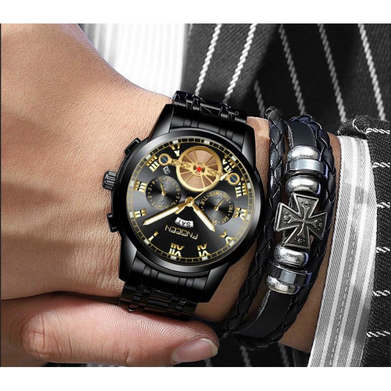 Đồng Hồ Nam FNGEEN Giả 6 Kim Thời Trang Có Lịch Chống Nước