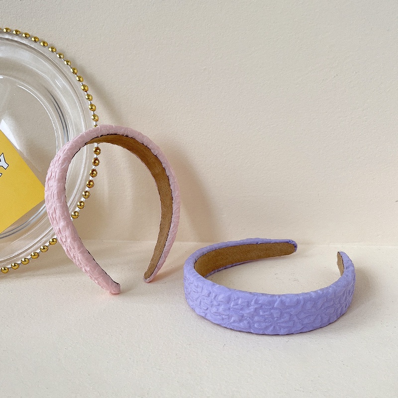 Băng Đô Cài Tóc Rửa Mặt Bằng Vải Xếp Ly Màu Trắng Dễ Thương Phong Cách Hàn Quốc Cho Nữ