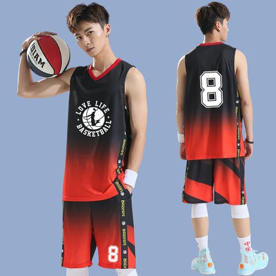 Quần áo bóng rổ quần áo nam xu hướng học sinh in chữ tùy chỉnh mùa hè 2020 Gradient bóng rổ quần áo diy cá tính thủy tri