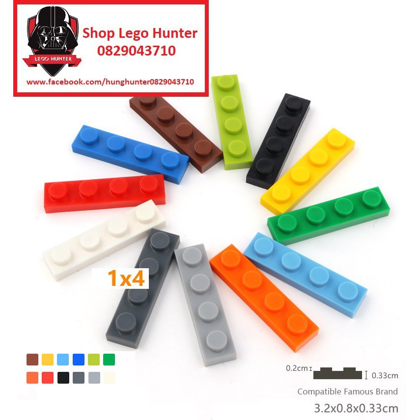 Lego phụ kiện Part gạch Moc : combo 10 miếng 1 x 4 plate các màu tùy chọn