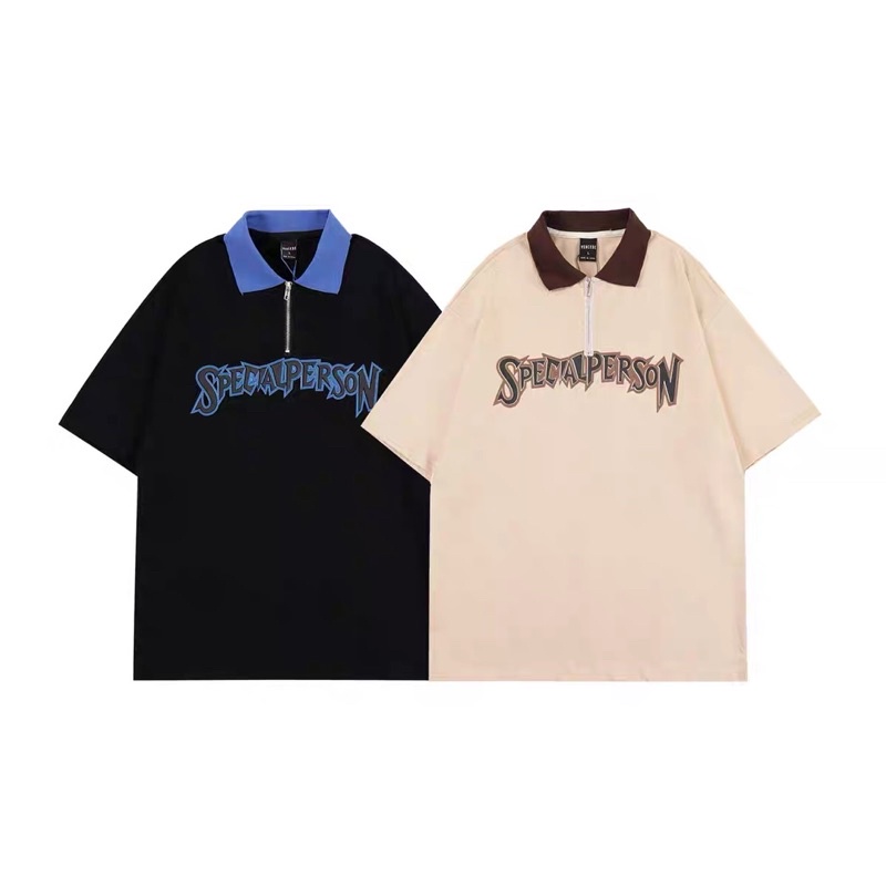 áo polo unisex co khoá zip form rộng