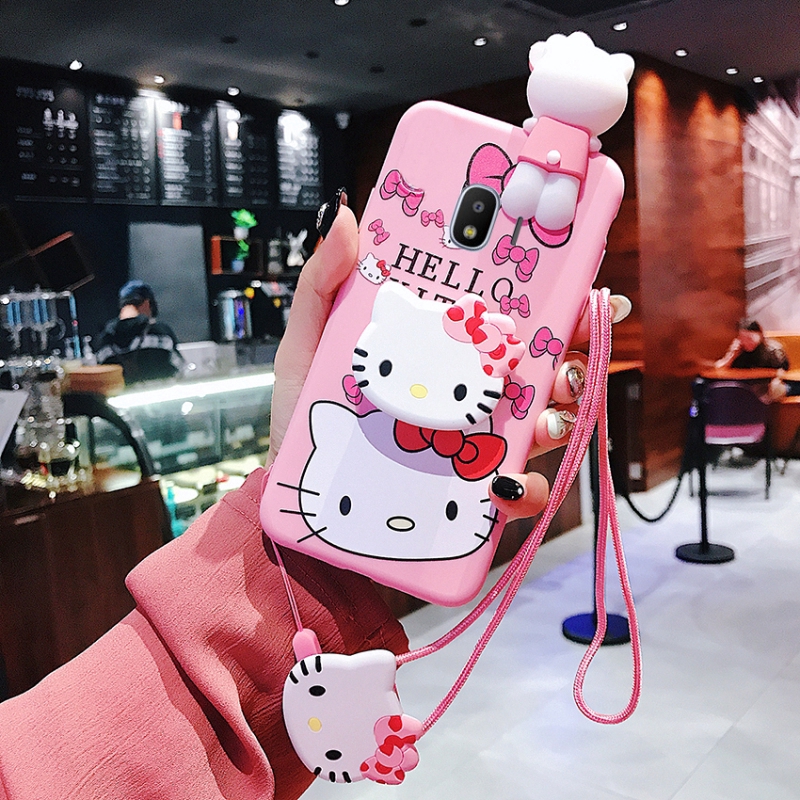 ốp lưng samsung Silicon Mềm In Hình Hello Kitty Có Dây Đeo Xinh Xắn Cho Samsung Galaxy J2 Pro J7 Pro