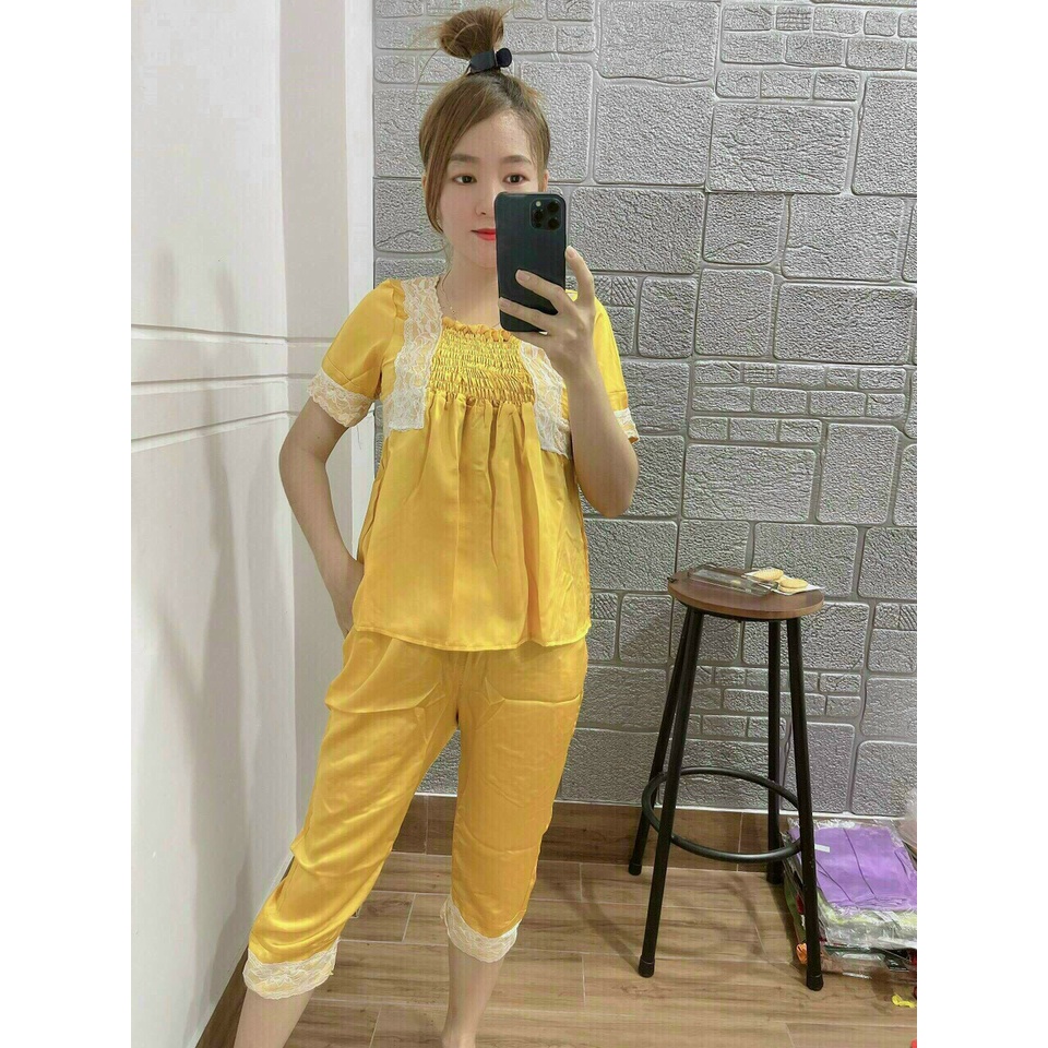 Lụa Satin Ren Phối Ren Tay Lỡ Quần Dài Cao Cấp | BigBuy360 - bigbuy360.vn