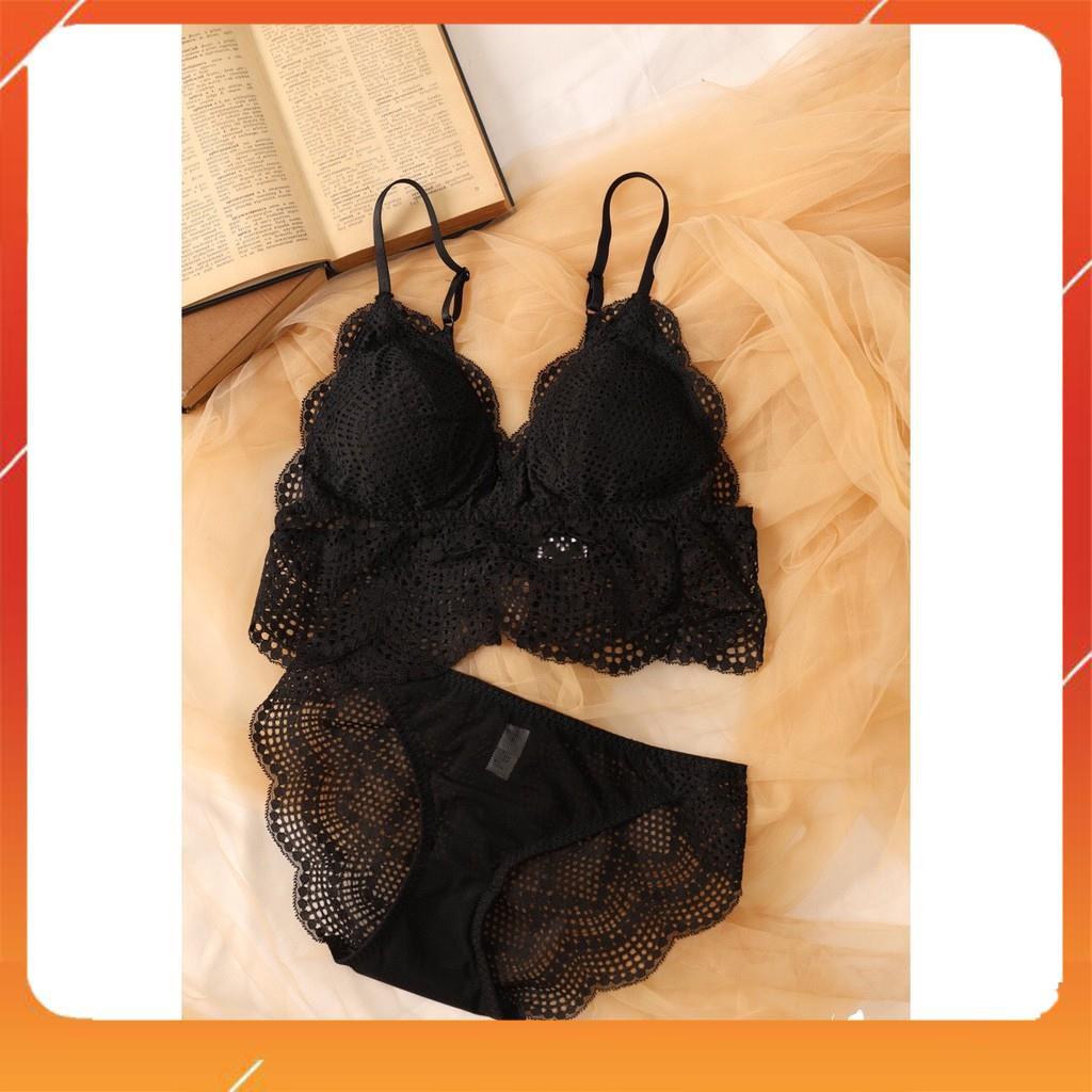 Set bộ đồ lót nữ bra phối ren áo có gọng, mút mỏng dành cho các nàng có V1 trung bình lớn, quần cạp thấp, Mã B29753