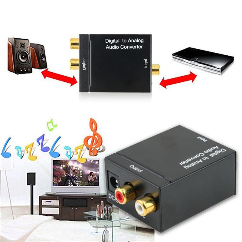 ★Digital Optical Coax to Analog RCA L/R Audio Converter Adapter with Fiber Cable