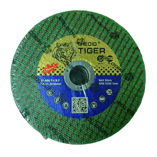 Đá cắt sắt inox 1 tấc màu xanh hiệu Tiger hộp kim loại 100 viên.