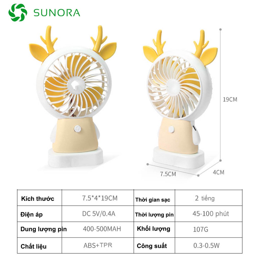 Quạt Cầm Tay Mini Sạc USB Bỏ túi Có Chân Đế Đèn LED Gió Cực Mạnh | BigBuy360 - bigbuy360.vn