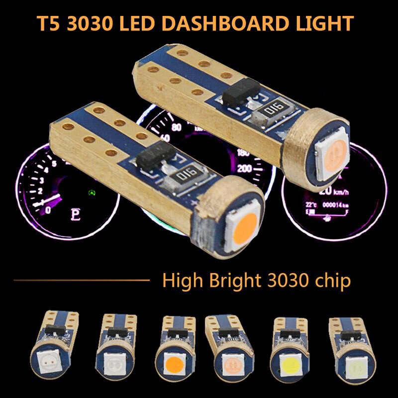 Bộ 10 Đèn Led T5 W3W W1.2W 1 Smd Dc 12v 3030 Cho Xe Hơi