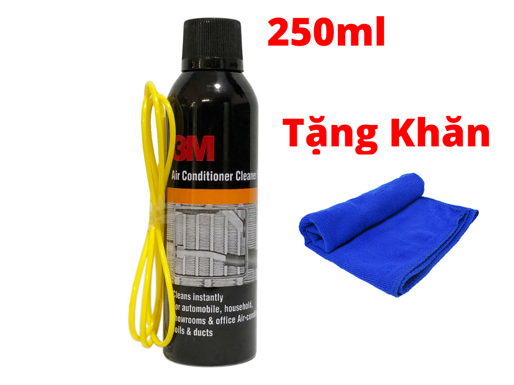 Dung Dịch Vệ Sinh Dàn Lạnh Vệ Sinh Điều Hòa Ô tô 3M Air Conditioner Cleaner Foam 250ml Tặng Khăn