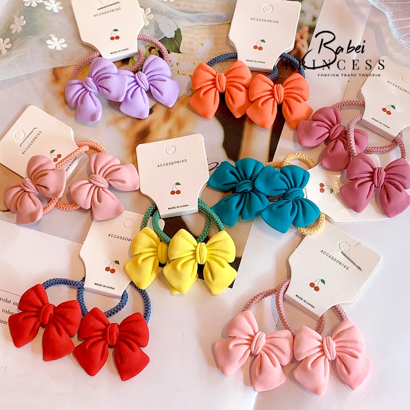 RainBow Bows Set 2 Dây Cột Tóc Co Giãn Hình Nơ Giá Đỡ